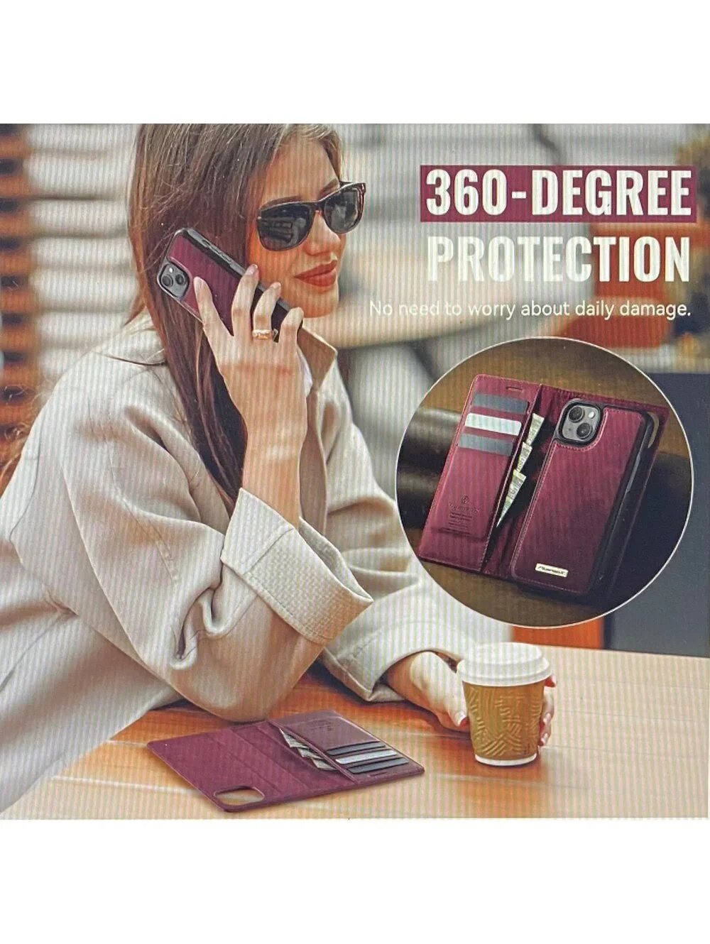 PlusnapX Wallet Case for iPhone 13 Wine Red